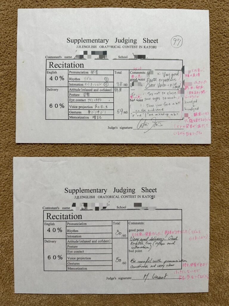 Supplementary Judging Sheet 補足審査シート